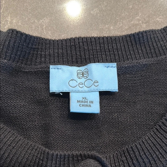 CeCe Black Lace Cardigan Sweater - Picture 2 of 6